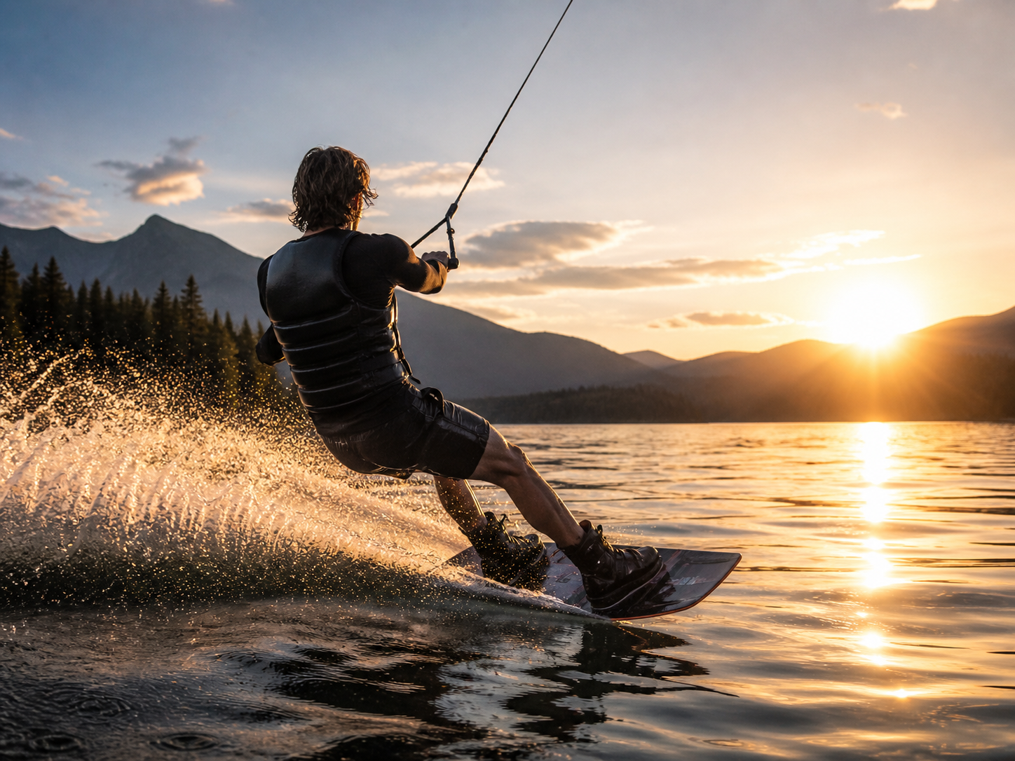 Bill Ilkov wakeboarding sunrise photo