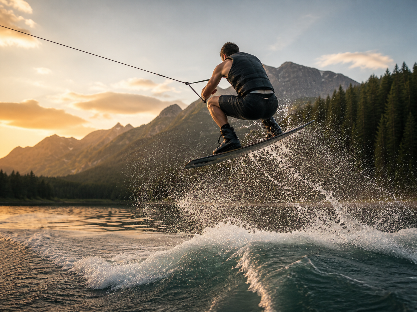 Bill Ilkov wakeboarding action photo